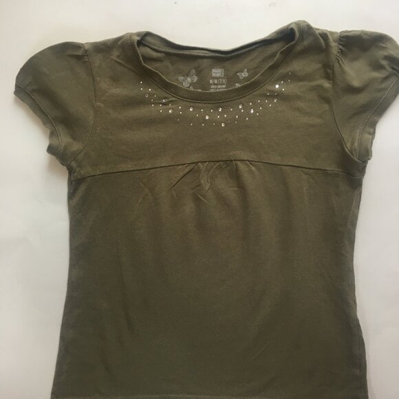 Faded Glory Vintage Olive Green Short Sleeve Girls Tee Shirt T-Shirt Sz 7/8 Med - Picture 2 of 16